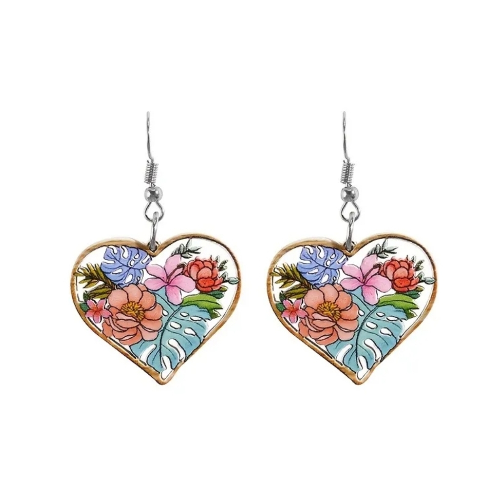Bold & beautiful cutout botanical heart earrings